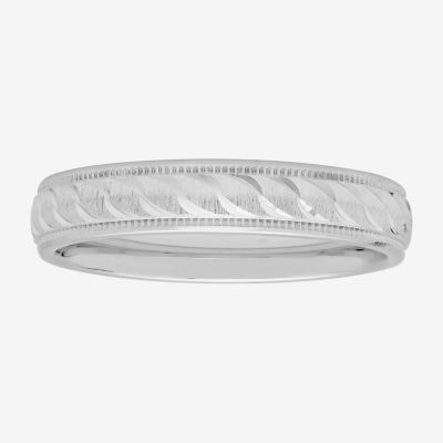  Personalized 4mm Comfort Fit Swirled Sterling Silver Wedding Band