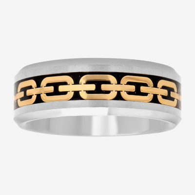  Mens 8mm Comfort Fit Chain Inlay Tungsten Wedding Band