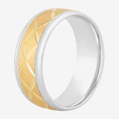 8MM 14K Gold Over Silver Sterling Wedding Band