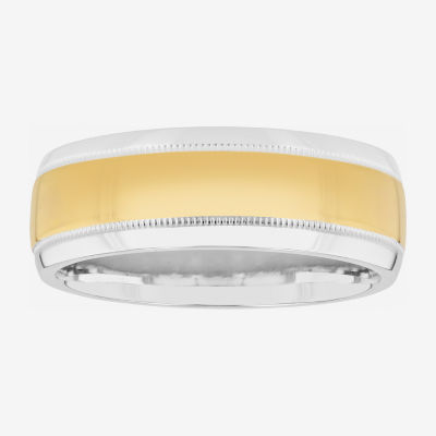 Mens 8MM 14K Gold Over Silver Sterling Silver Wedding Band