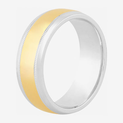 Mens 8MM 14K Gold Over Silver Sterling Silver Wedding Band