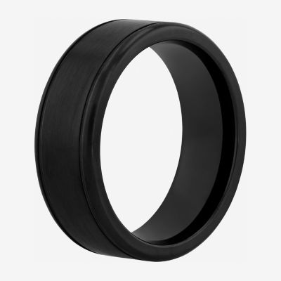 Mens Black Stainless Steel 8mm Wedding Band