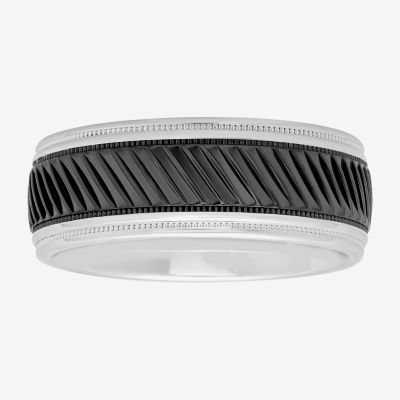 Mens 8MM Sterling Silver Wedding Band