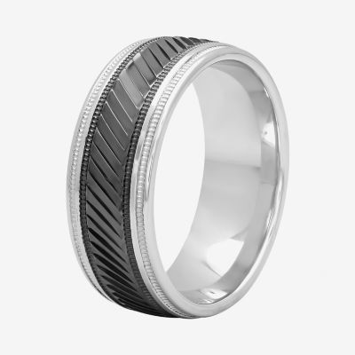Mens 8MM Sterling Silver Wedding Band