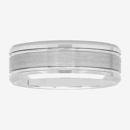 Tungsten Wedding Band, Mens 8mm, 8, White