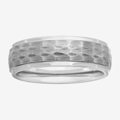 Mens Tungsten Carbide Hammered Wedding Band