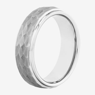 Mens Tungsten Carbide Hammered Wedding Band