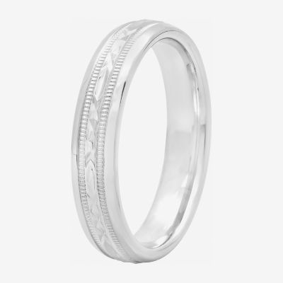 Womens 4mm Sterling Silver Wedding Band