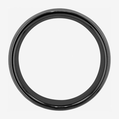  Mens Striped Black Ceramic 8mm Comfort Fit Wedding Band