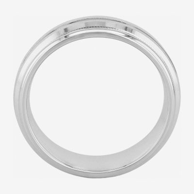 Mens 7MM Sterling Silver Wedding Band