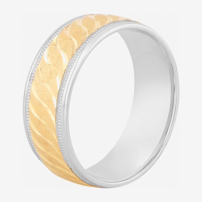 8MM 14K Gold Sterling Silver Wedding Band