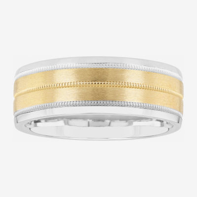 8MM 14K Gold Sterling Silver Wedding Band