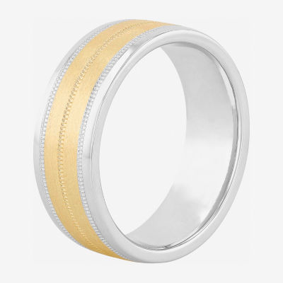 8MM 14K Gold Sterling Silver Wedding Band