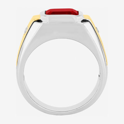 Mens Lab-Created Gemstone & White Sapphire Ring