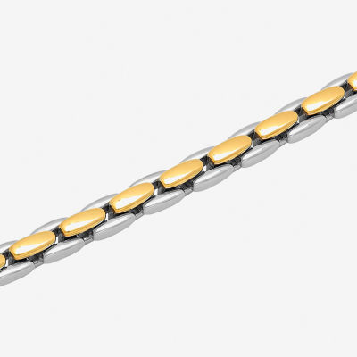 Men's Square Link Bracelet in Two-Tone Steel