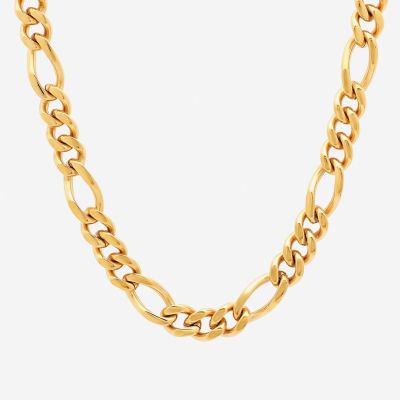 Mens Yellow Stainless Steel Figaro Chain