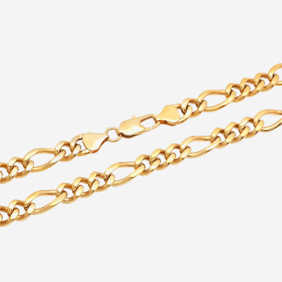 Mens Yellow Stainless Steel Figaro Chain