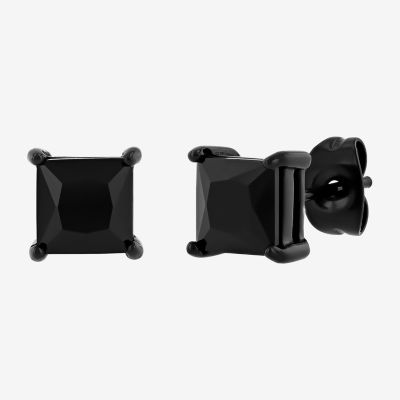 Genuine Black Spinel Stainless Steel 15mm Stud Earrings