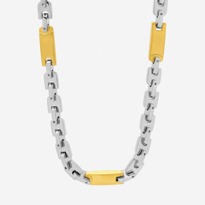 Mens Two-Tone Stainless Steel Link Necklace