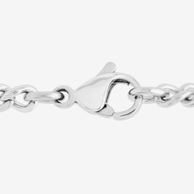 Mens Diamond Accent Natural White Diamond Stainless Steel Dog Tag 24 Inch Pendant Necklace