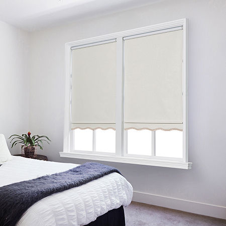 Asstd National Brand Paige Cut-to-width Cordless Blackout Fringed Roller Shade In Sand