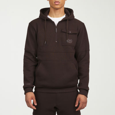 Akademiks Mens Hooded Long Sleeve Quarter-Zip Pullover