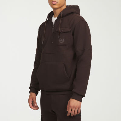 Akademiks Mens Hooded Long Sleeve Quarter-Zip Pullover