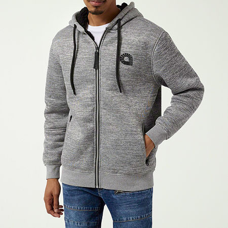 Akademiks Mens Long Sleeve Zipper Hoodie, Medium, Gray