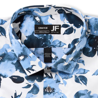 J. Ferrar Mens Big & Tall Regular Fit Easy Care Stretch Fabric Long Sleeve Dress Shirt