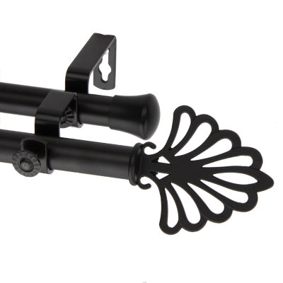 Rod Desyne Double 13/16" Adjustable Curtain Rod with Fan Finials