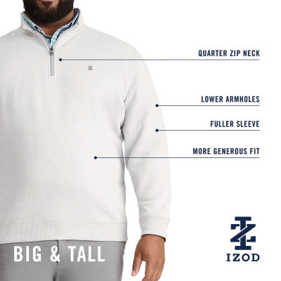 IZOD Big and Tall Mens Long Sleeve Quarter-Zip Pullover