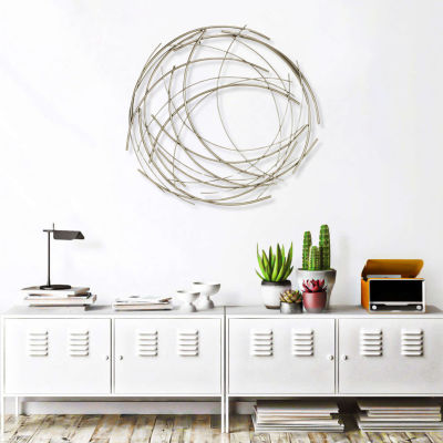 Cheungs Silver Abstract Round Metal Wall Art