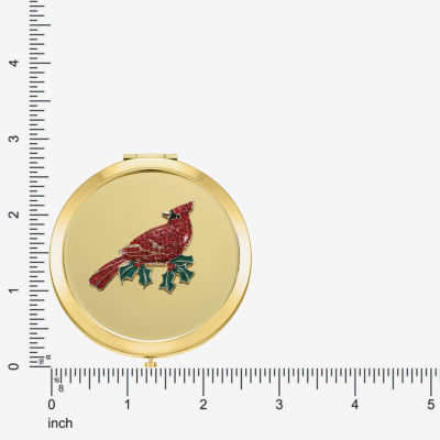 Monet Jewelry Gold Tone Red Cardinal Gold Tone Compact Mirror