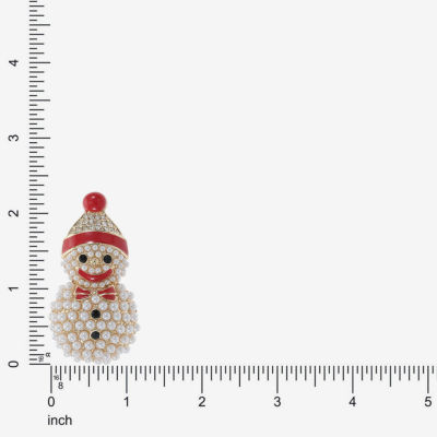 Monet Jewelry Gold Tone Snowman White Glass Pin
