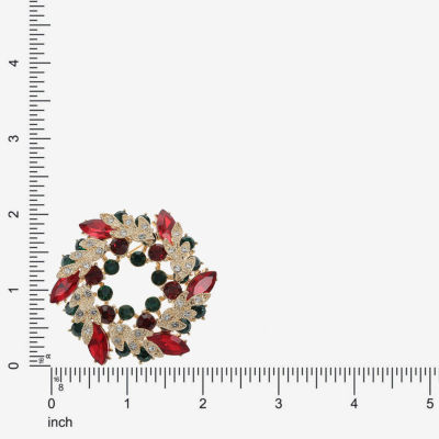 Monet Jewelry Gold Tone Wreath Multi Color Glass Pin
