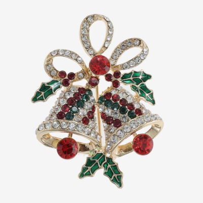 Monet Jewelry Gold Tone Holly Multi Color Glass Pin