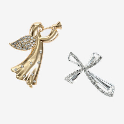 Monet Jewelry Gold Tone Glass Pin