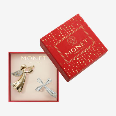 Monet Jewelry Gold Tone Glass Pin