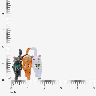Monet Jewelry Gold Tone Cat Trio Multi Color Glass Pin