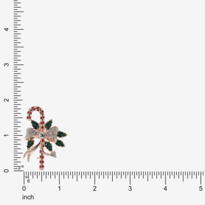 Monet Jewelry Rose Gold Candy Cane Multi Color Glass Pin