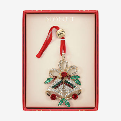 Monet Jewelry Gold Tone Holly Christmas Ornament