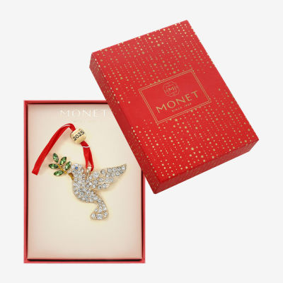 Monet Jewelry Gold Tone White Dove Christmas Ornament