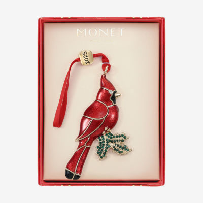 Monet Jewelry Gold Tone Red Cardinal Christmas Ornament