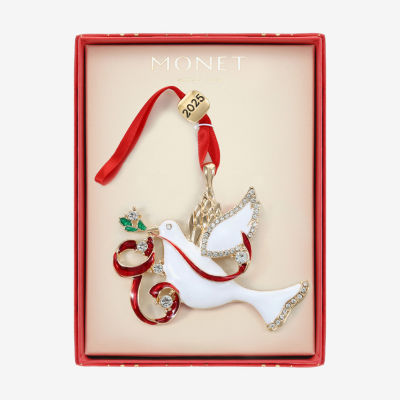 Monet Jewelry Gold Tone White Dove Christmas Ornament