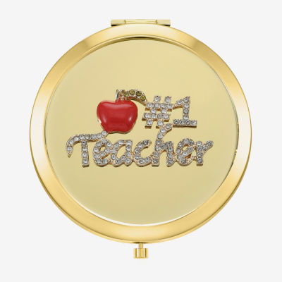 Monet Jewelry Gold Tone Teacher Red Apple Gold Tone Compact Mirror