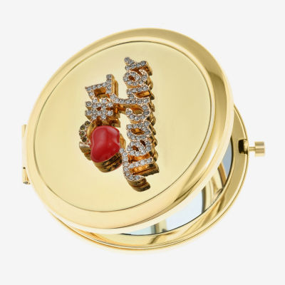 Monet Jewelry Gold Tone Teacher Red Apple Gold Tone Compact Mirror