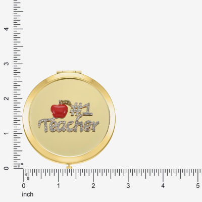 Monet Jewelry Gold Tone Teacher Red Apple Gold Tone Compact Mirror