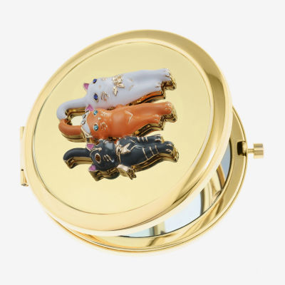 Monet Jewelry Gold Tone Cat Trio Gold Tone Animal Compact Mirror