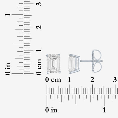 ( /E-F/Si1-Si2 ) 3 CT. T.W. Lab-GrownDiamond 14K Gold 8.1mm Emerald Stud Earrings