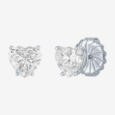 ( E-F/Si1-Si2 ) 3 CT. T.W. Lab-Grown Diamond 14K Gold 8.1mm Heart Stud Earrings